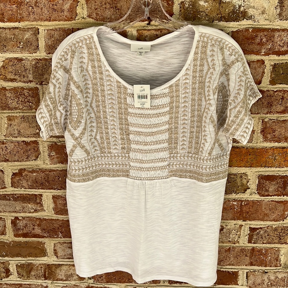 NWT J. Jill embroidered soft cotton shirt size XS petite boho